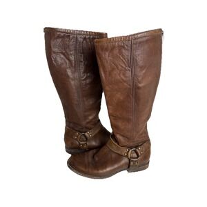 Frye Philip Harness Tall Riding Boots Brown Size 10 B Back Zip 76850